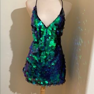 Green sequined dress